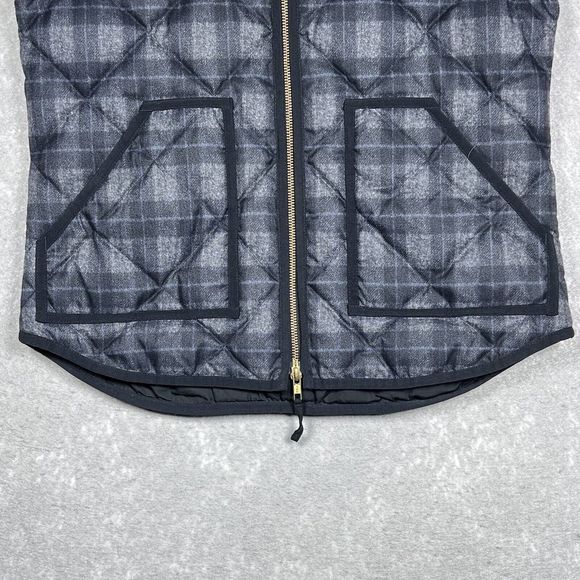 J. Crew Vest Womens Size Small Gray Black Plaid Mountain Puffer Trim 60% Down - Picture 4 of 11